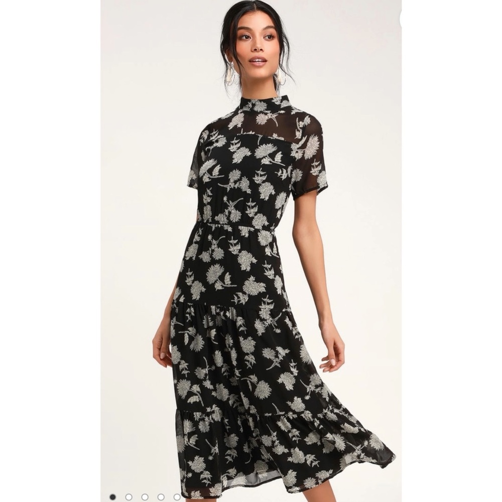 Floral black and white dress